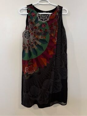 Desigual Shift dress Mandela floral  double layered lined